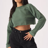 Aline Cropped Jumper – Green - JMOJO - Women's Cropped Jumper
