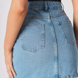 Arya High Waisted Mini Denim Skirt – Light Blue Wash - JMOJO - Women's Denim Skirts