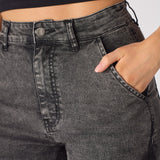 ASTRA Grey Ruched High Waisted Flare Jeans - Grey - JMOJO - Women's Flare Jeans