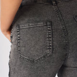 ASTRA Grey Ruched High Waisted Flare Jeans - Grey - JMOJO - Women's Flare Jeans