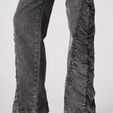 ASTRA Grey Ruched High Waisted Flare Jeans - Grey - JMOJO - Women's Flare Jeans