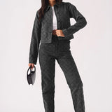 Bracken Diamond Stitch Crop Denim Jacket – Black Acid Wash - JMOJO - Women's Cropped Denim Jackets