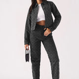 Bracken Diamond Stitch Crop Denim Jacket – Black Acid Wash - JMOJO - Women's Cropped Denim Jackets