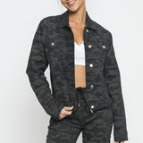 CAMO TRUCKER DENIM JACKET - BLACK - JMOJO - Women's Denim Jackets