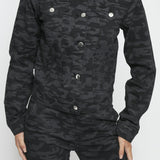CAMO TRUCKER DENIM JACKET - BLACK - JMOJO - Women's Denim Jackets