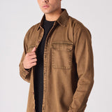 CARGO DENIM SHIRT - BROWN ACID WASH - JMOJO - Men's cargo denim shirts