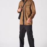 CARGO DENIM SHIRT - BROWN ACID WASH - JMOJO - Men's cargo denim shirts