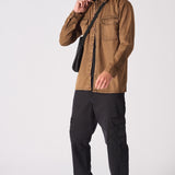 CARGO DENIM SHIRT - BROWN ACID WASH - JMOJO - Men's cargo denim shirts