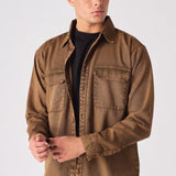 CARGO DENIM SHIRT - BROWN ACID WASH - JMOJO - Men's cargo denim shirts