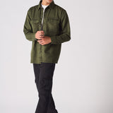 CARGO DENIM SHIRT - GREEN ACID WASH - JMOJO - Men's cargo denim shirts
