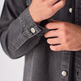 CARGO DENIM SHIRT - GREY ACID WASH - JMOJO - Men's cargo denim shirts
