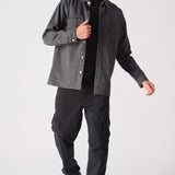 CARGO DENIM SHIRT - GREY ACID WASH - JMOJO - Men's cargo denim shirts