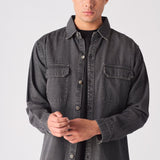CARGO DENIM SHIRT - GREY ACID WASH - JMOJO - Men's cargo denim shirts