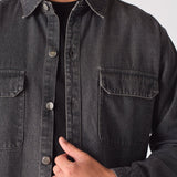 CARGO DENIM SHIRT - GREY ACID WASH - JMOJO - Men's cargo denim shirts