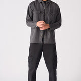 CARGO DENIM SHIRT - GREY ACID WASH - JMOJO - Men's cargo denim shirts