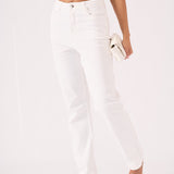 Ceci High Waisted Relaxed Straight Leg Jeans - White - JMOJO - Women's Straight Leg Jeans