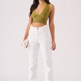 Ceci High Waisted Relaxed Straight Leg Jeans - White - JMOJO - Women's Straight Leg Jeans