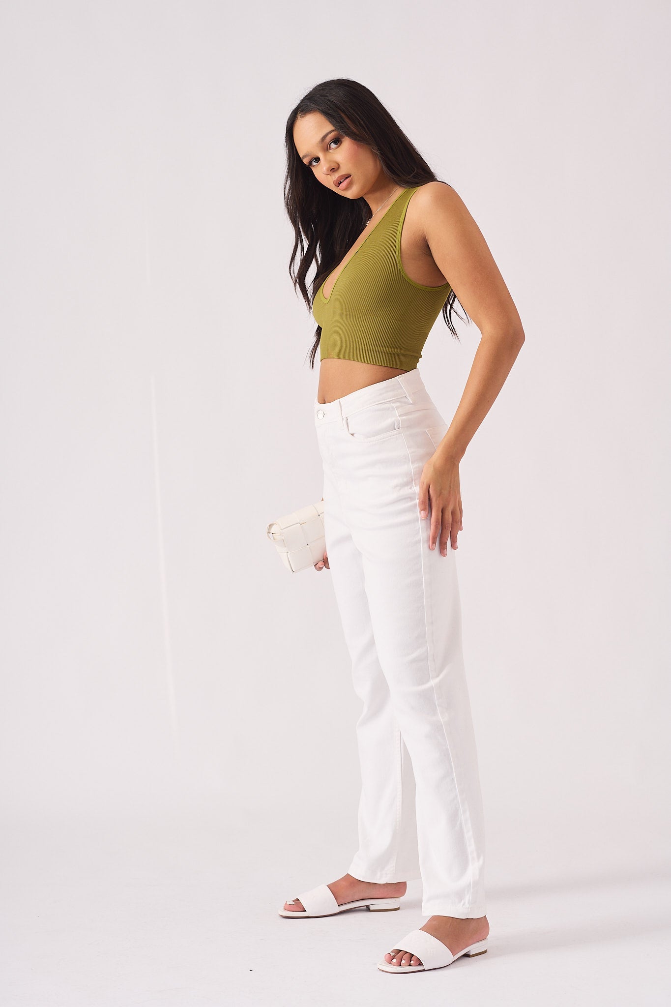Ceci High Waisted Relaxed Straight Leg Jeans - White - JMOJO - Women's Straight Leg Jeans