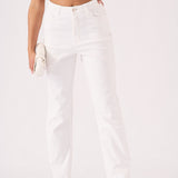 Ceci High Waisted Relaxed Straight Leg Jeans - White - JMOJO - Women's Straight Leg Jeans