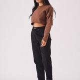 Ceris Cropped Jumper – Brown - JMOJO - Women's Cropped Jumper