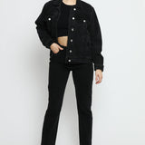 Char Denim Trucker Jacket – Black Wash - JMOJO - Women's Denim Jackets