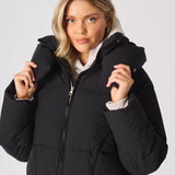 Cinder Puffer Hooded Jacket – Black - JMOJO - Women's puffer