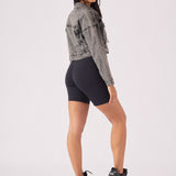 CROPPED DENIM JACKET - BLACK - JMOJO - Women's Cropped Denim Jackets