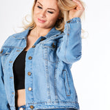 DENIM TRUCKER JACKET - LIGHT BLUE - JMOJO - Women's Denim Jackets