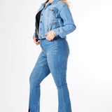 DENIM TRUCKER JACKET - LIGHT BLUE - JMOJO - Women's Denim Jackets