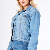 DENIM TRUCKER JACKET - LIGHT BLUE - JMOJO - Women's Denim Jackets