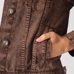 DENIM TRUCKER JACKET - RUST BROWN - JMOJO - Women's Denim Jacket