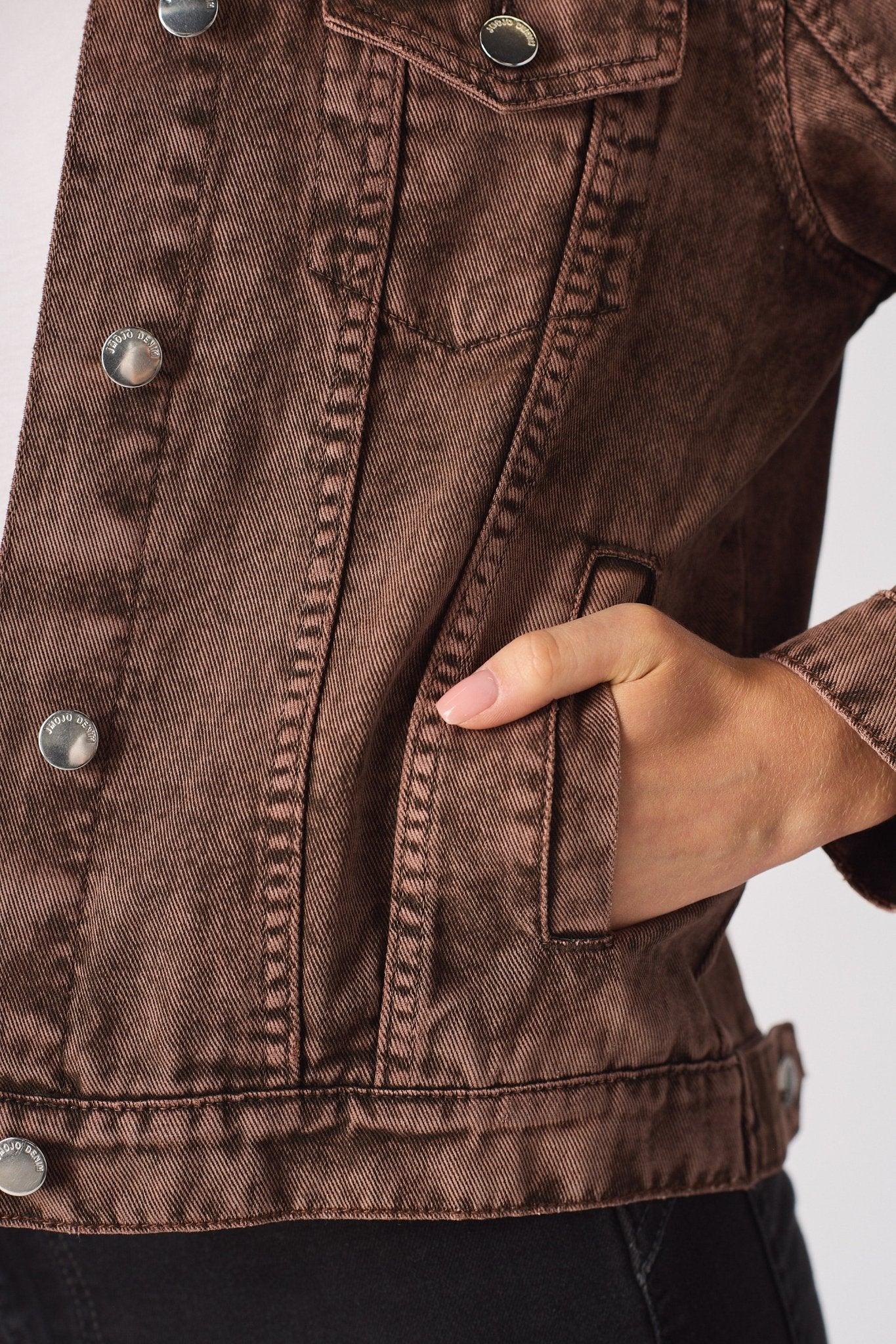 DENIM TRUCKER JACKET - RUST BROWN - JMOJO - Women's Denim Jacket