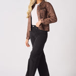 DENIM TRUCKER JACKET - RUST BROWN - JMOJO - Women's Denim Jacket