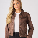 DENIM TRUCKER JACKET - RUST BROWN - JMOJO - Women's Denim Jacket