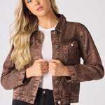 DENIM TRUCKER JACKET - RUST BROWN - JMOJO - Women's Denim Jacket