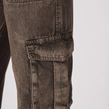 Dovie High Waisted Wide Leg Cargo Jeans - Chocolate Brown - JMOJO - Women's wide leg cargo jeans