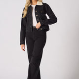 Drift Sherpa Collar Denim Jacket – Black - JMOJO - Women's Denim Jackets Sherpa