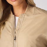 Dune Ruched Sleeve Bomber Jacket – Beige - JMOJO - Women's Bomber Jackets