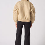 Dune Ruched Sleeve Bomber Jacket – Beige - JMOJO - Women's Bomber Jackets