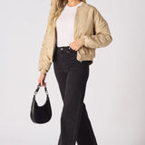 Dune Ruched Sleeve Bomber Jacket – Beige - JMOJO - Women's Bomber Jackets