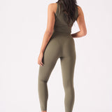 Elara Essential Racer Neck Crop Top – Khaki - JMOJO - Women's Athleisure Crop Top