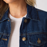 Frost Sherpa Collar Denim Jacket – Mid Blue - JMOJO - Women's Denim Jackets Sherpa
