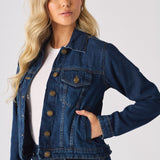 Frost Sherpa Collar Denim Jacket – Mid Blue - JMOJO - Women's Denim Jackets Sherpa