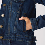 Frost Sherpa Collar Denim Jacket – Mid Blue - JMOJO - Women's Denim Jackets Sherpa