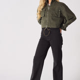 Heath Cropped Denim Jacket – Khaki - JMOJO - Women's Cropped Denim Jackets