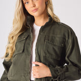 Heath Cropped Denim Jacket – Khaki - JMOJO - Women's Cropped Denim Jackets