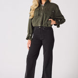 Heath Cropped Denim Jacket – Khaki - JMOJO - Women's Cropped Denim Jackets
