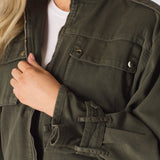 Heath Cropped Denim Jacket – Khaki - JMOJO - Women's Cropped Denim Jackets