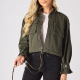 Heath Cropped Denim Jacket – Khaki - JMOJO - Women's Cropped Denim Jackets