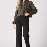 Heath Cropped Denim Jacket – Khaki - JMOJO - Women's Cropped Denim Jackets